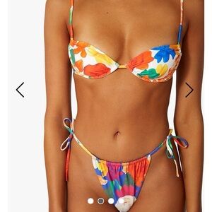 WeWoreWhat ruched string bikini bottom and top (set) in Floral
